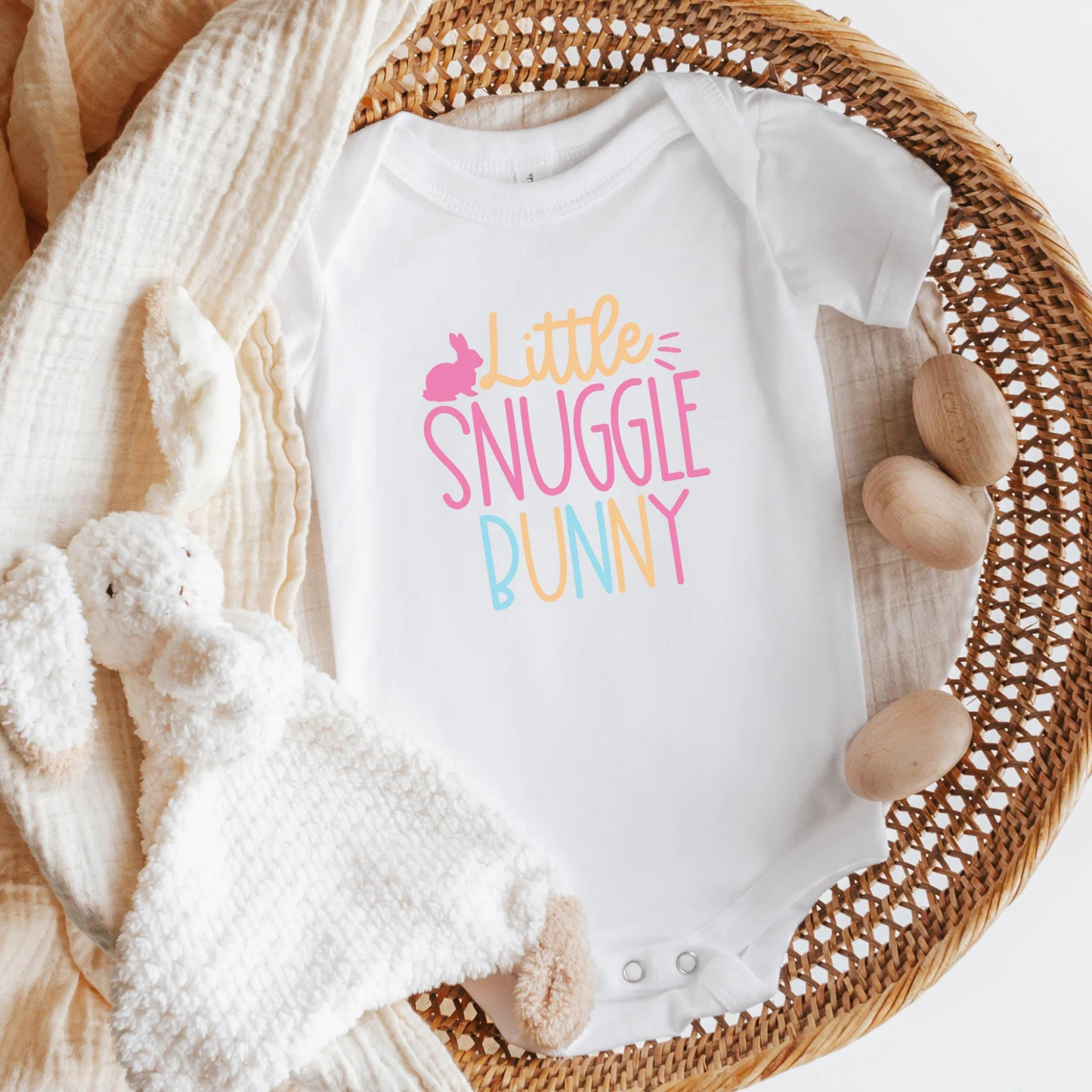 Little Snuggle Bunny Short Sleeve Bodysuit, White