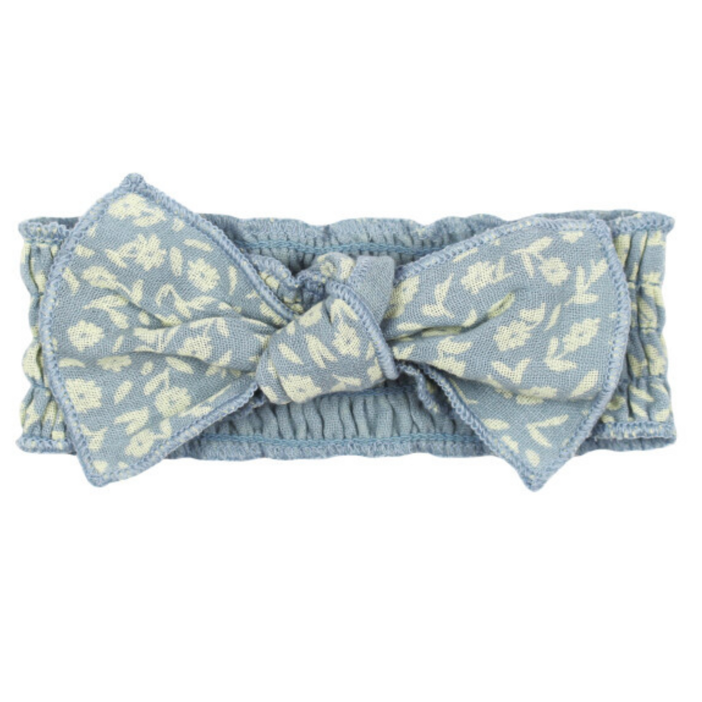 Organic Muslin Smocked Headband, Lagoon Floral
