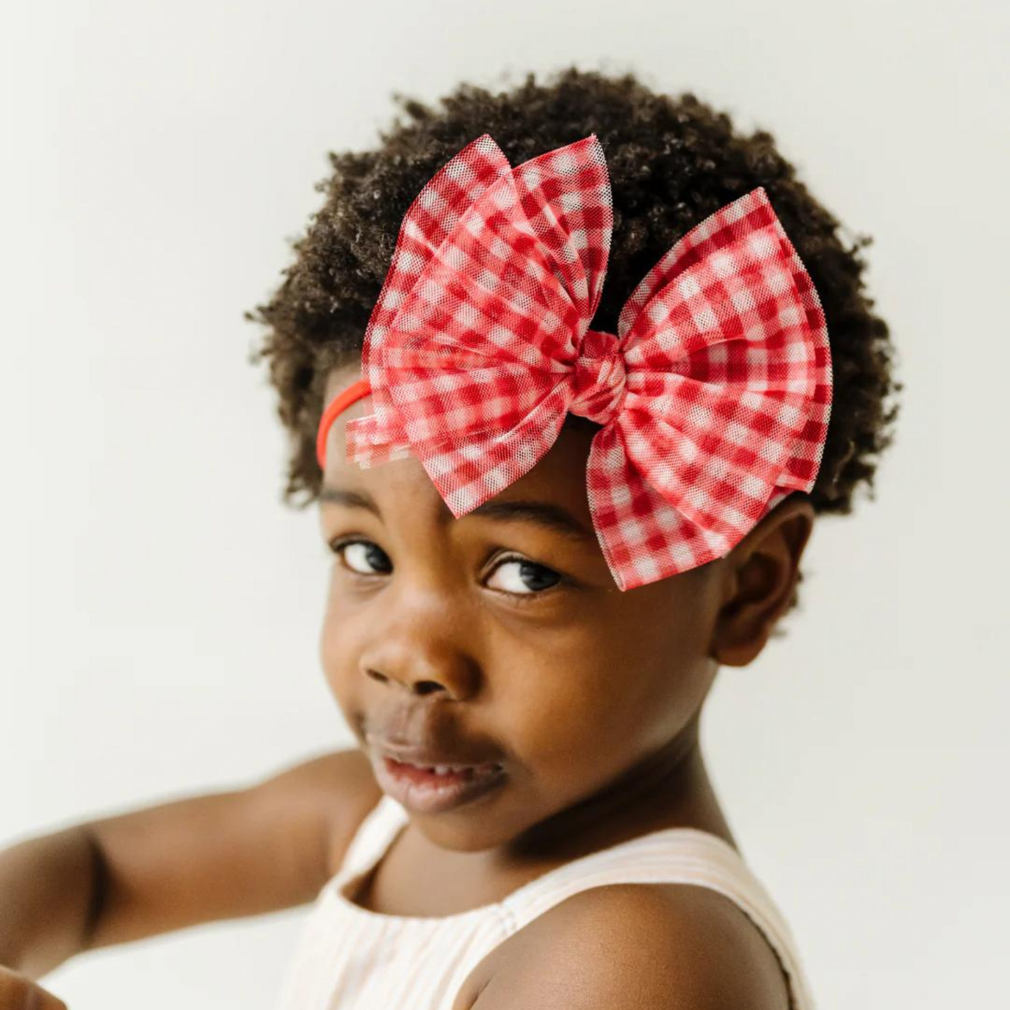 Tulle FAB Skinny Bow, Cherry Gingham