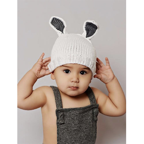 SpearmintLOVE’s baby Bamboo Bunny Hat, White & Grey