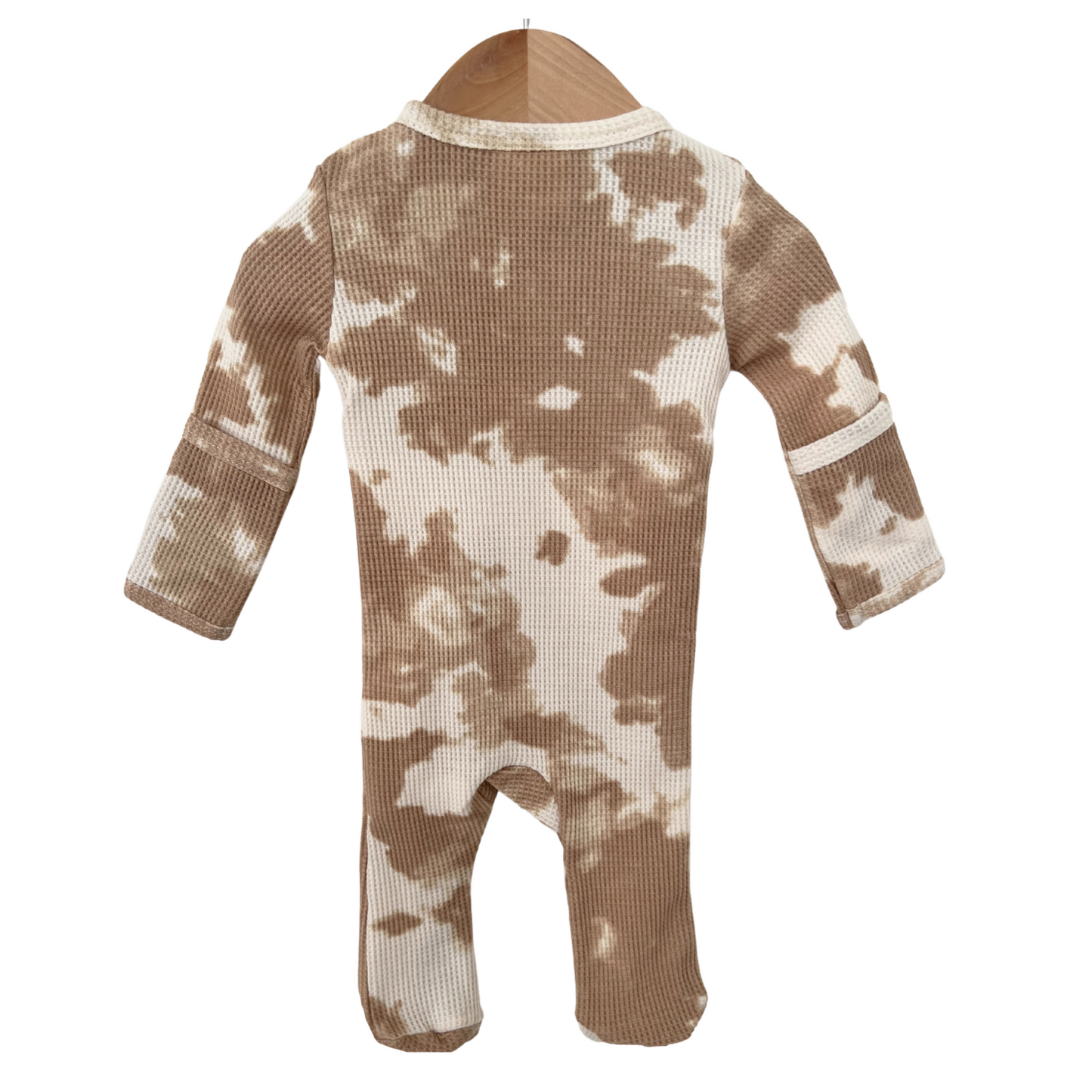 Organic Waffle Basic Zip Footie, Almond Tie Dye
