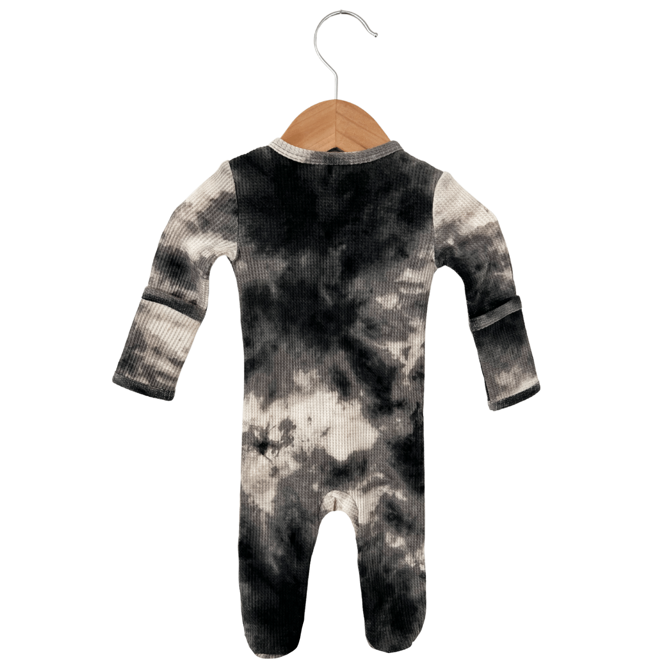 Organic Waffle Basic Zip Footie, Black Tie Dye