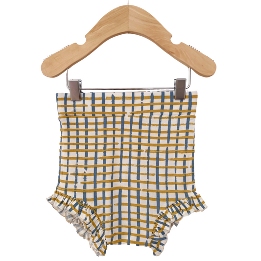 SpearmintLOVE’s baby Ruffle Bloomer, Blue Check
