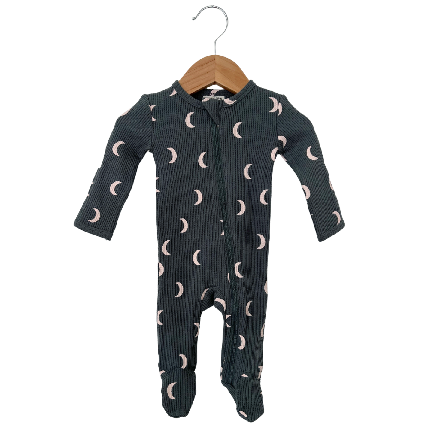 Organic Waffle Basic Zip Footie, Moon