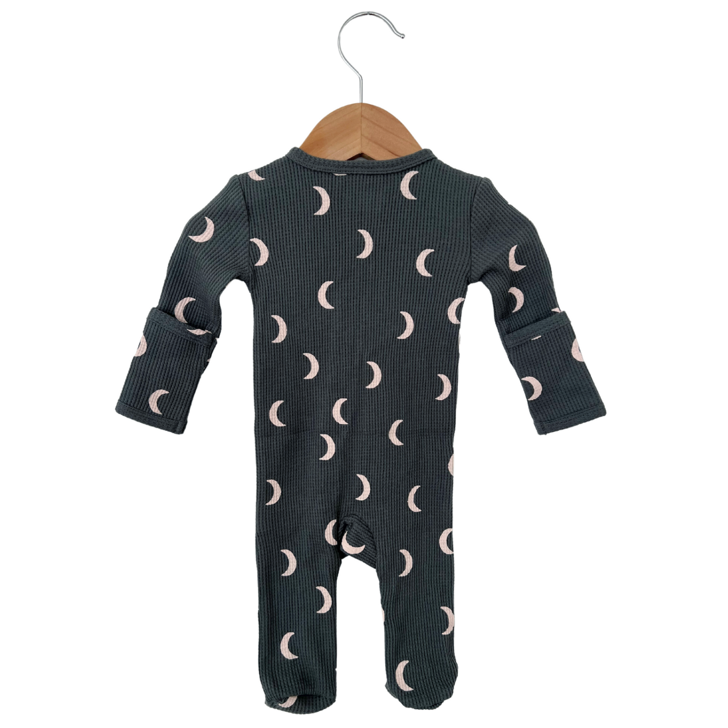 Organic Waffle Basic Zip Footie, Moon