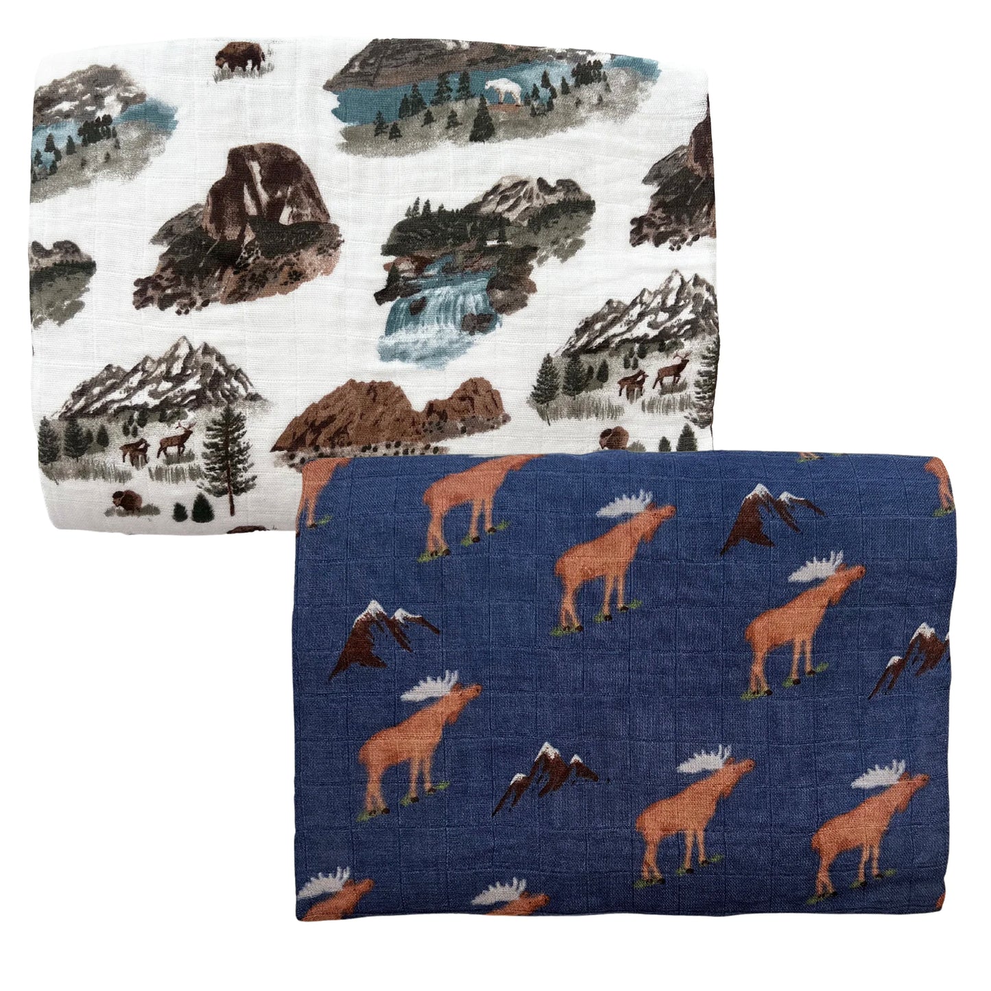 2-Pack Muslin Swaddles, Blue Moose & National Parks