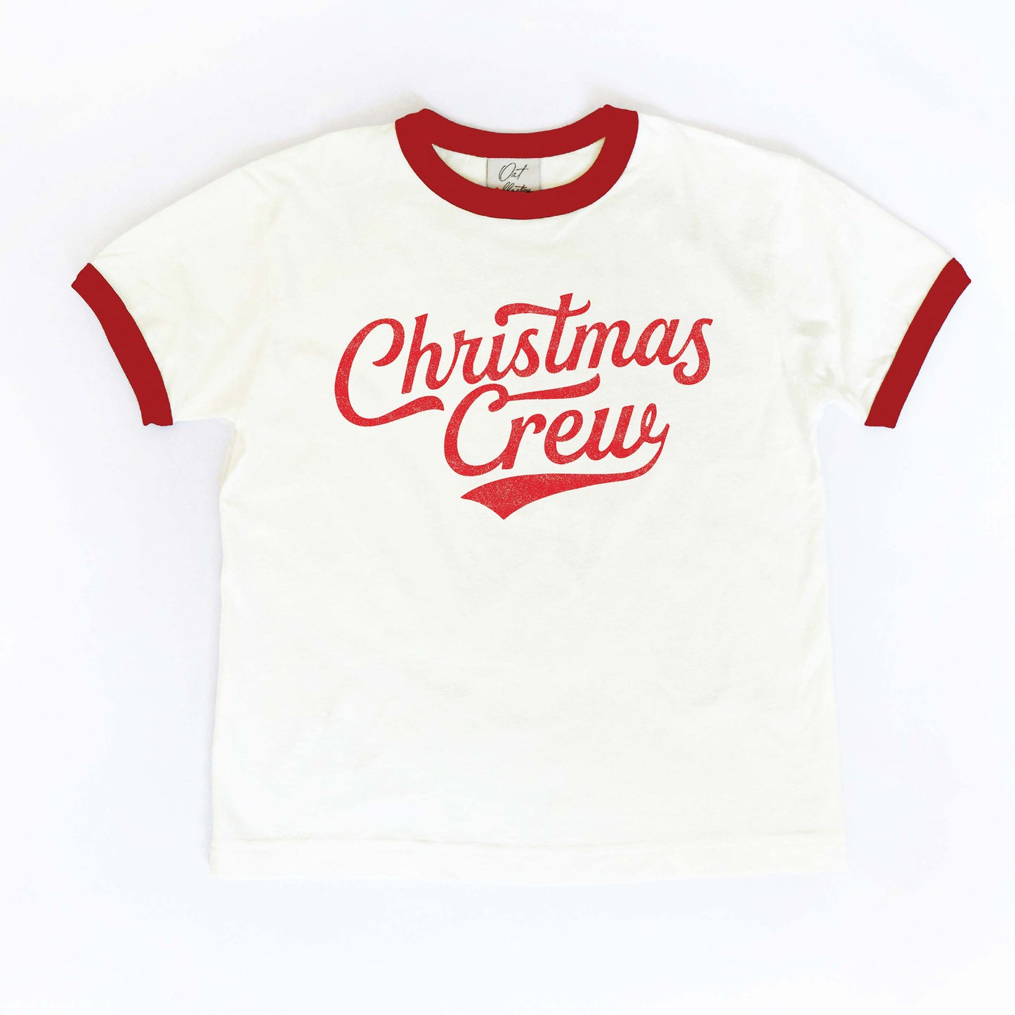 Christmas Crew Toddler Ringer Graphic Tee, Natural/Red