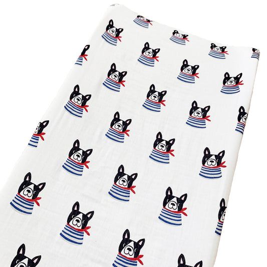 SpearmintLOVE’s baby Muslin Changing Pad Cover, Frenchie the Dog