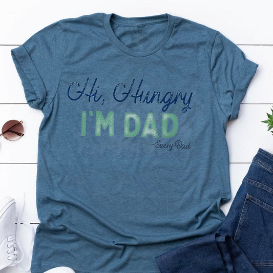 Hi Hungry, I'm Dad Graphic Tee, Heather Slate