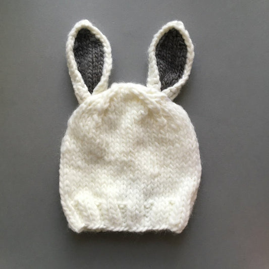 SpearmintLOVE’s baby Bunny Hat, White/Grey