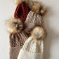 Cable Knit Fur Pom Hat, Oak