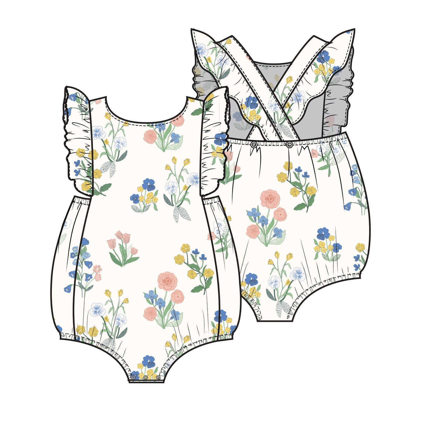 Ruffle Sunsuit, Urban Floral