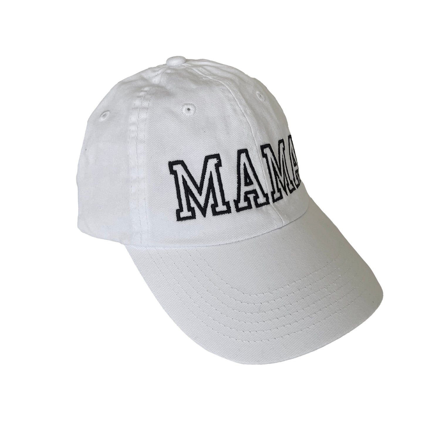Embroidered Mama Canvas Hat, White