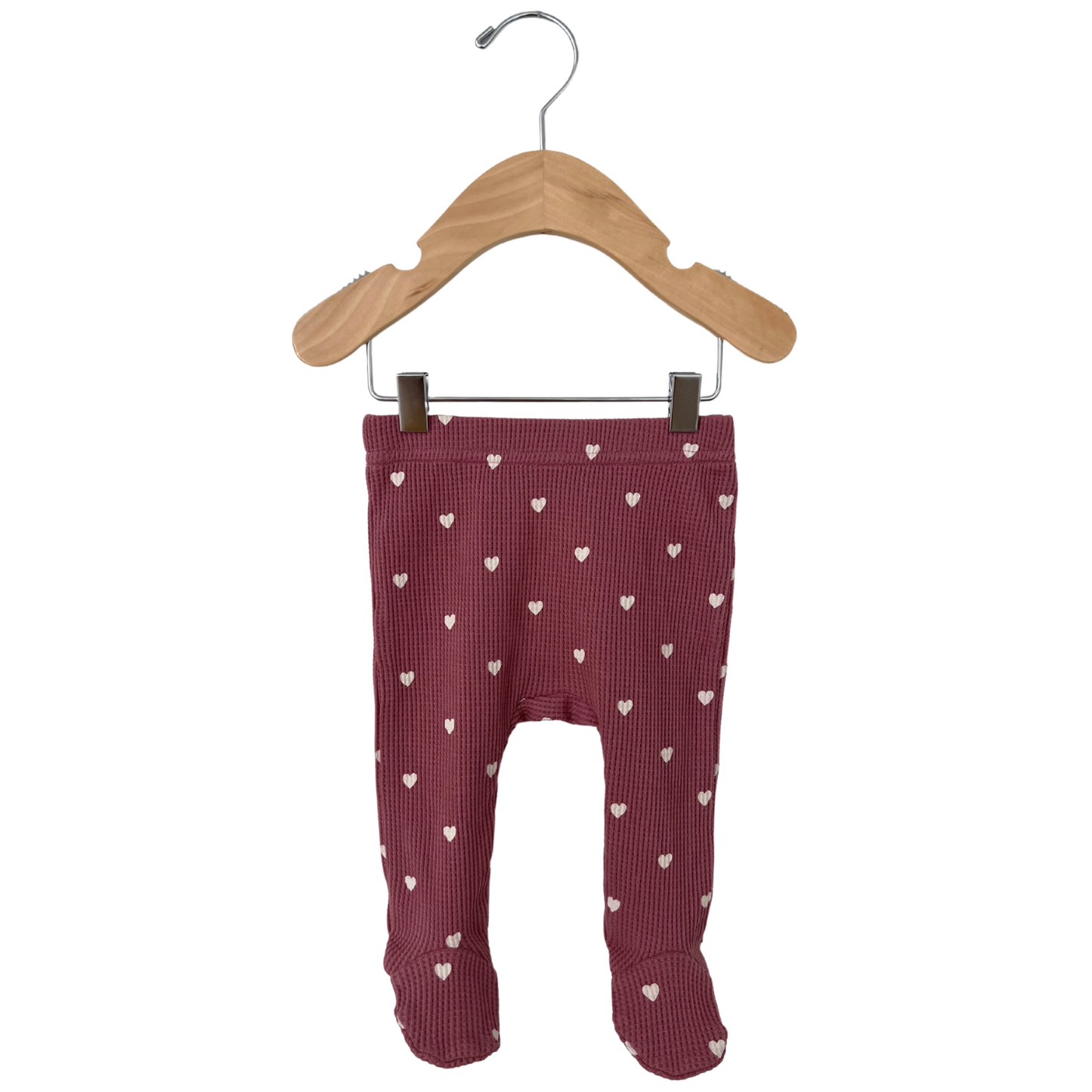 Organic Waffle Kimono & Pant Set, Mauve Heart