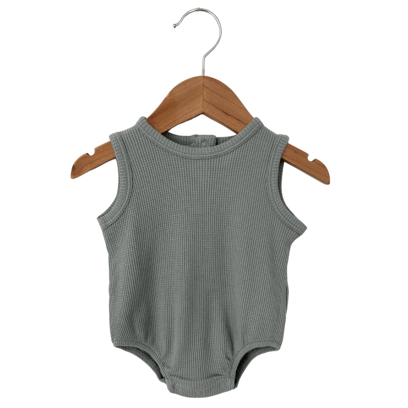 Organic Waffle Bubble Romper, Mountain Green