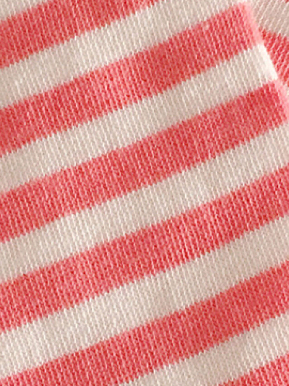 Close-up of fabric featuring alternating pink and white stripes.