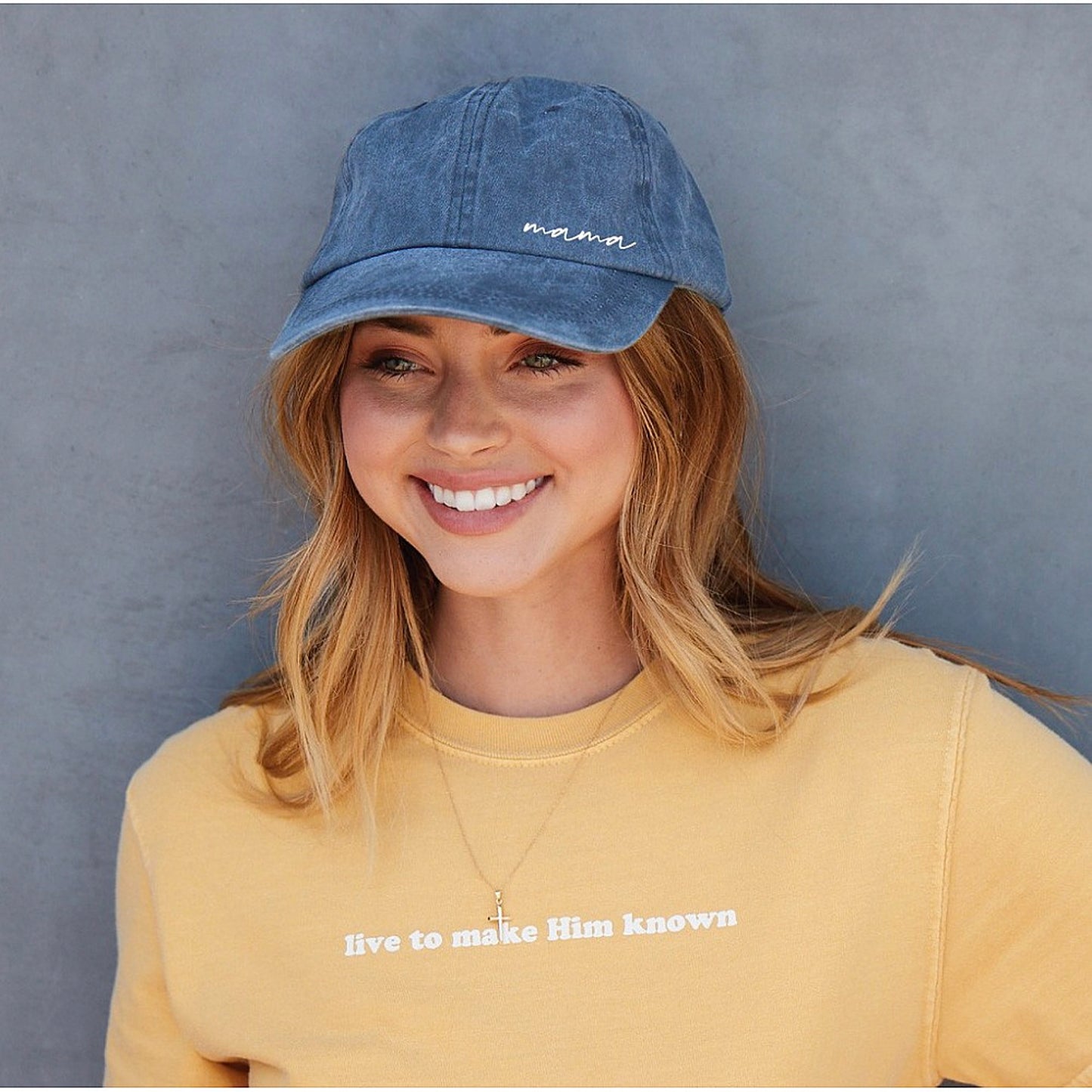 Mama Embroidered Hat, Navy