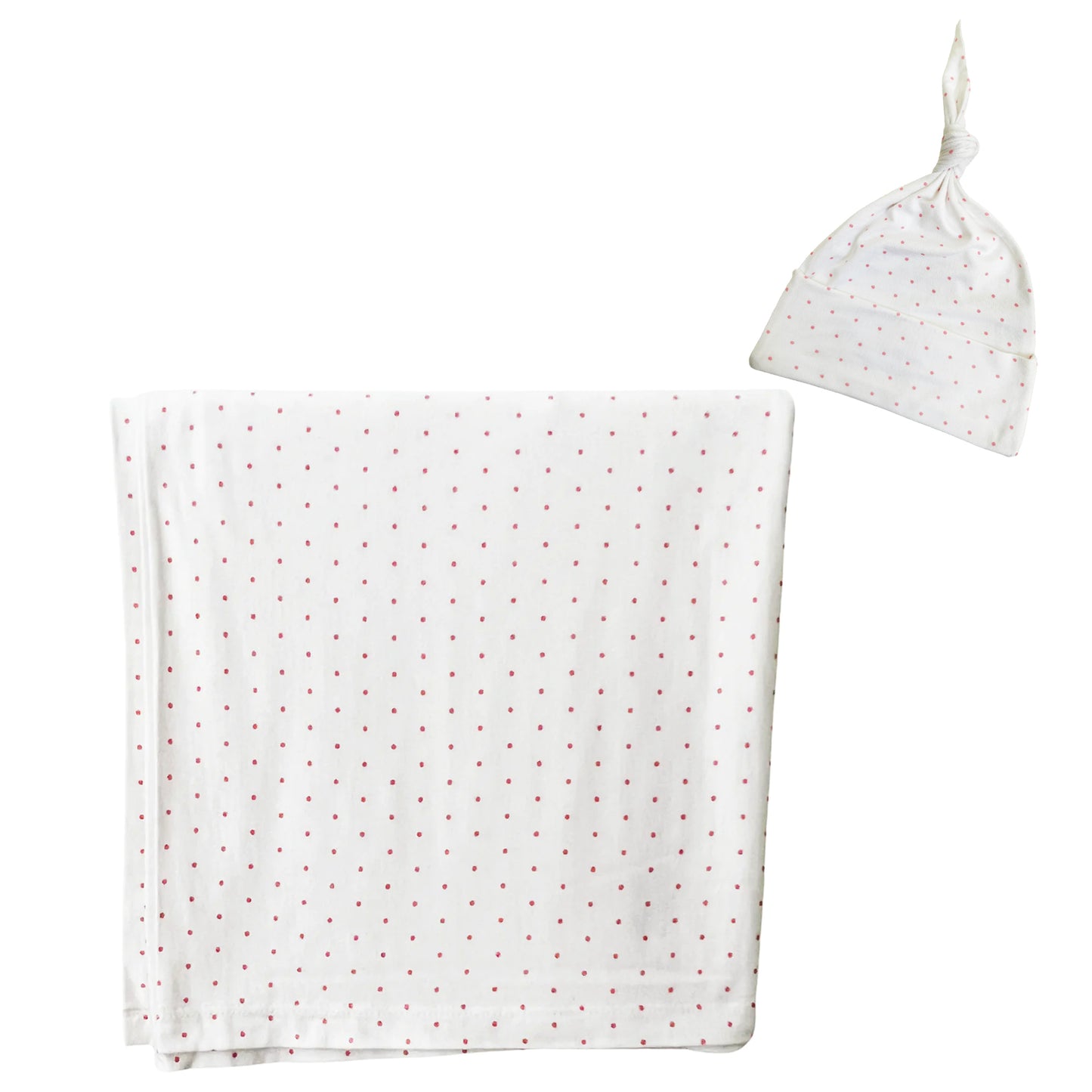 Stretch Swaddle Blanket & Hat Set, Pink Polka Dot