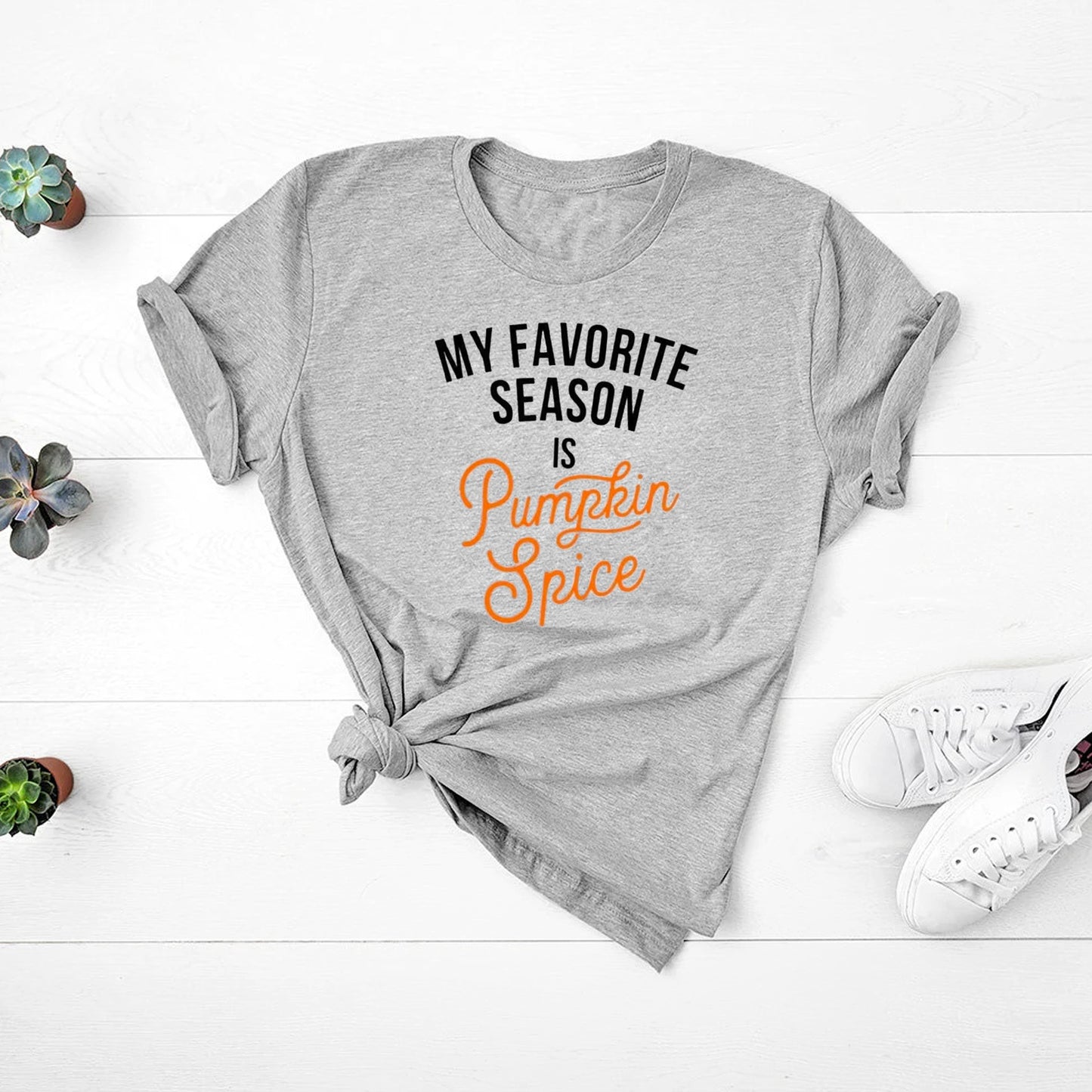 My Favorite Season Is Pumpkin Spice Graphic Tee, Athletic Grey