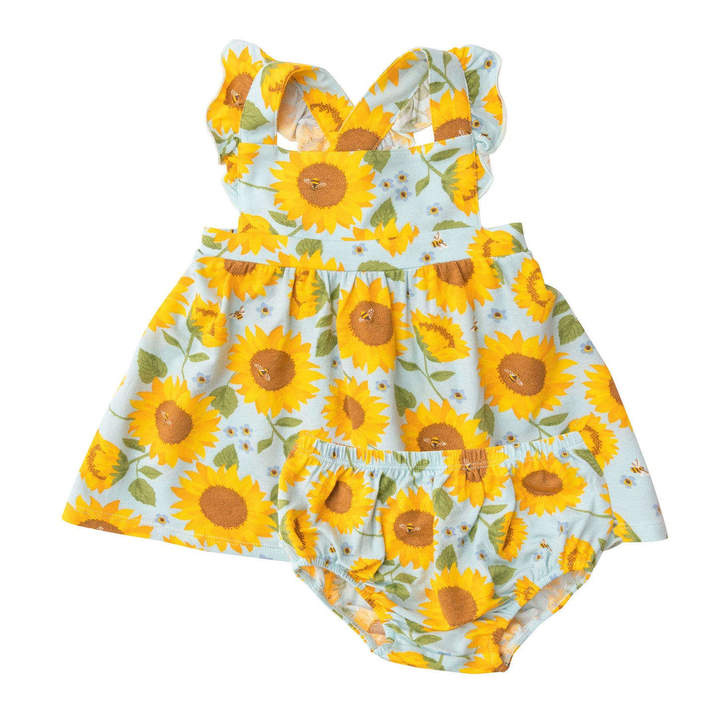 Pinafore Top & Bloomer, Sunflowers Blue