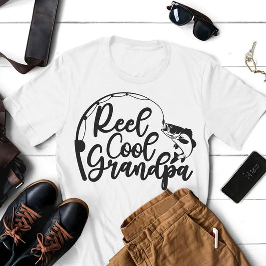 Reel Cool Grandpa Graphic Tee, White