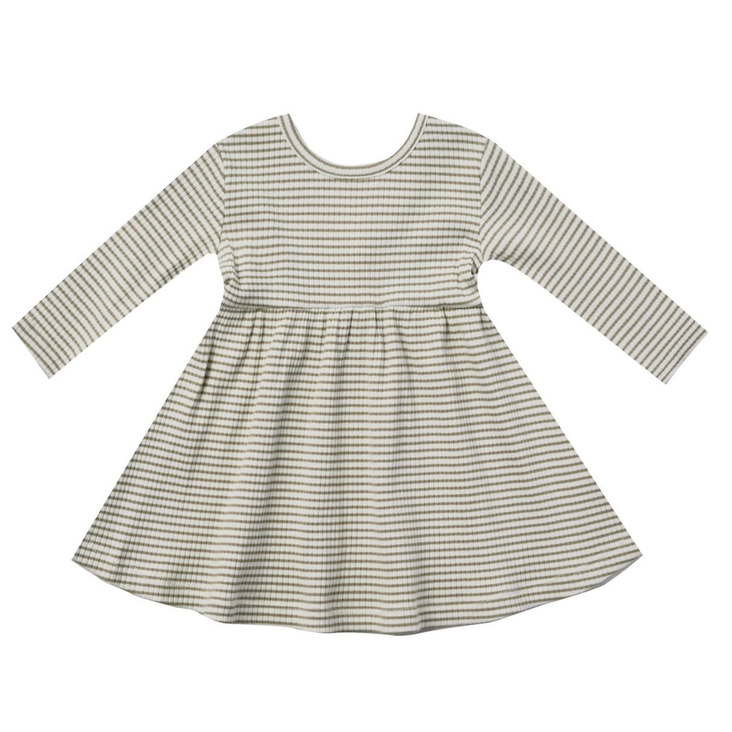 Ribbed Long Sleeve Dress, Fern Stripe