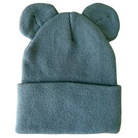 Blue knit hat with bear ears, featuring a folded cuff at the base.