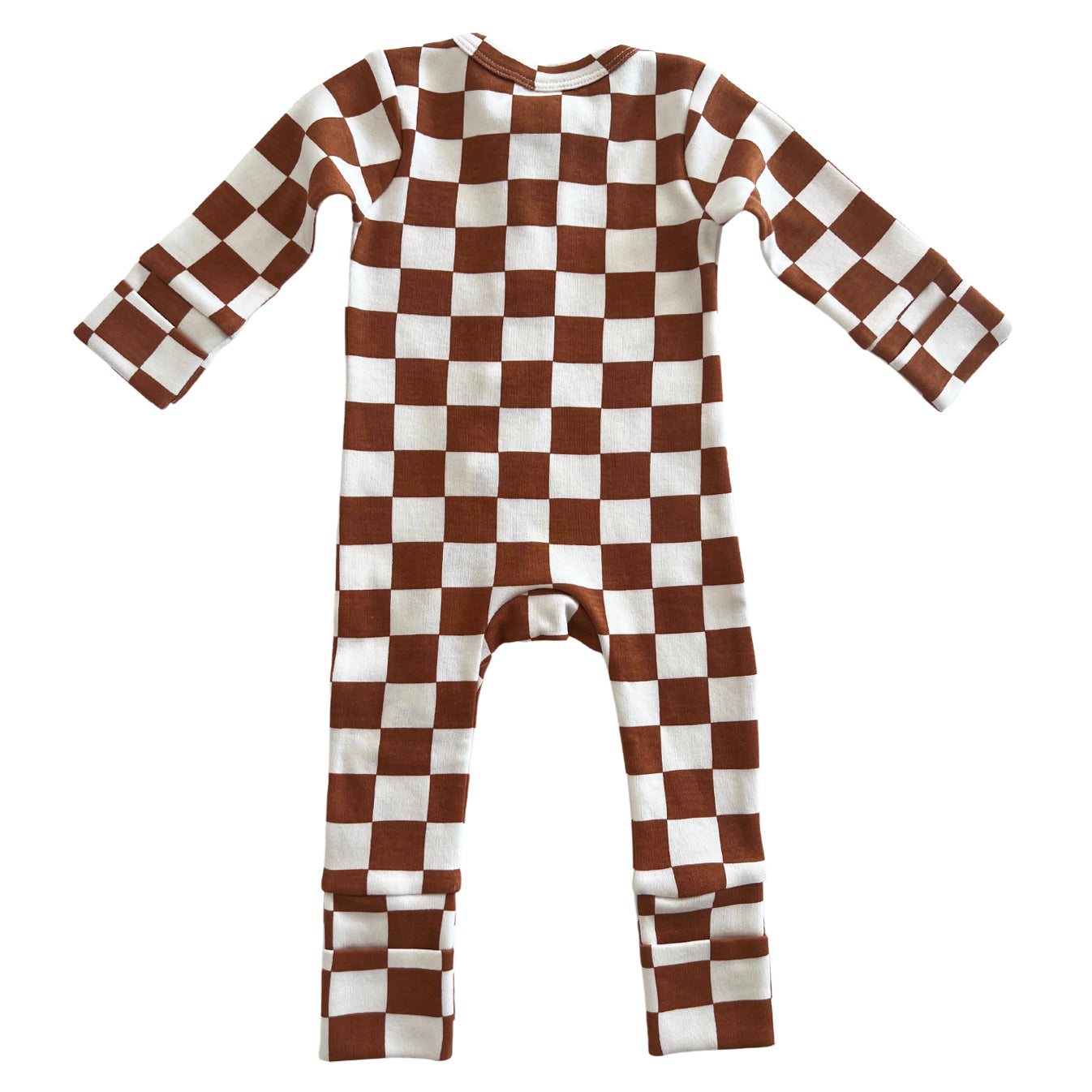 Stracciatella Checkerboard / Organic 2-Way Zip Romper