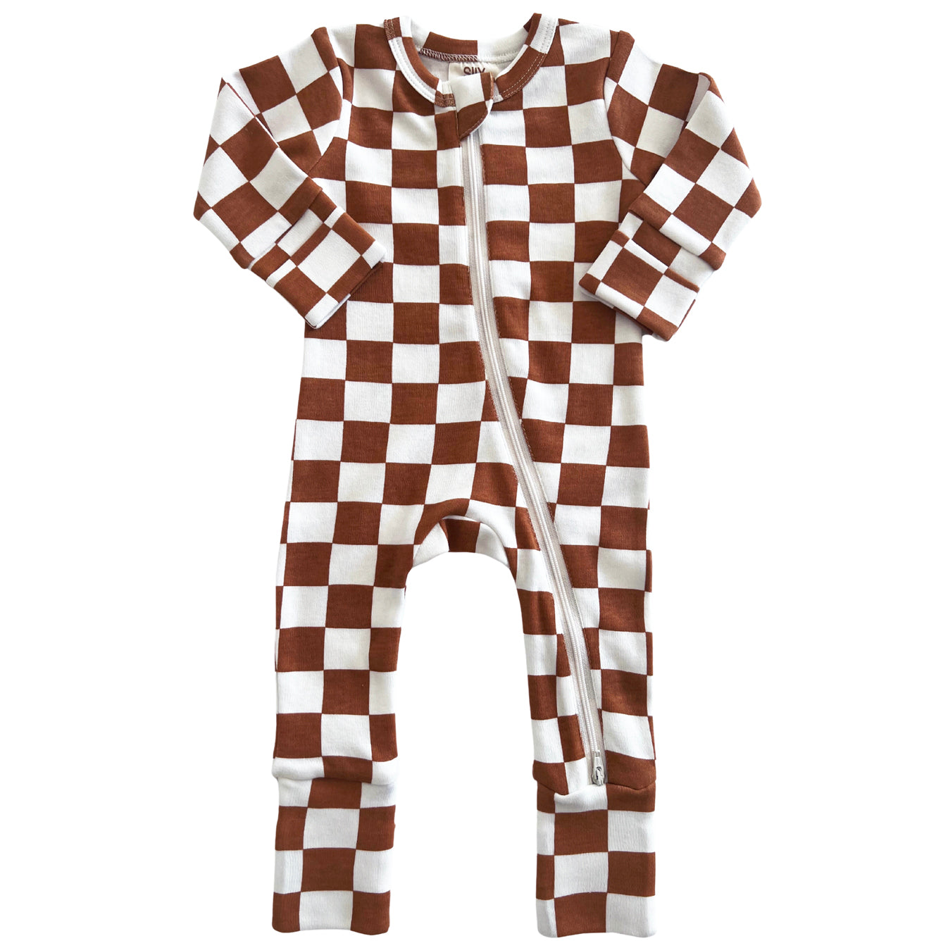 Stracciatella Checkerboard / Organic 2-Way Zip Romper