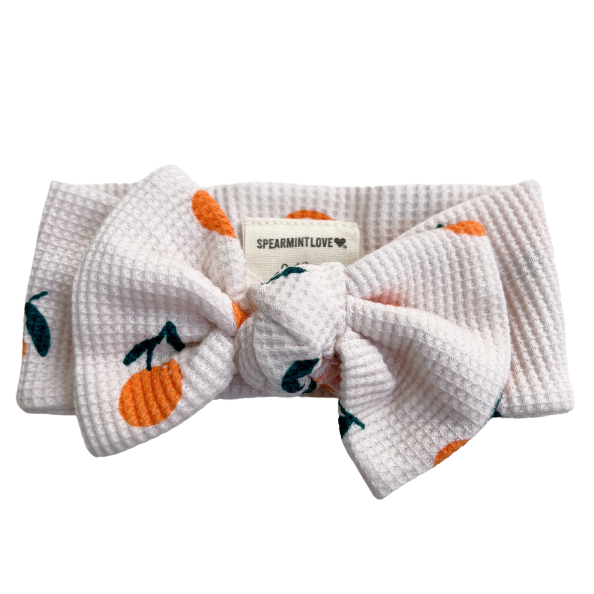 Organic Waffle Knotted Gown & Bow Set, Oranges