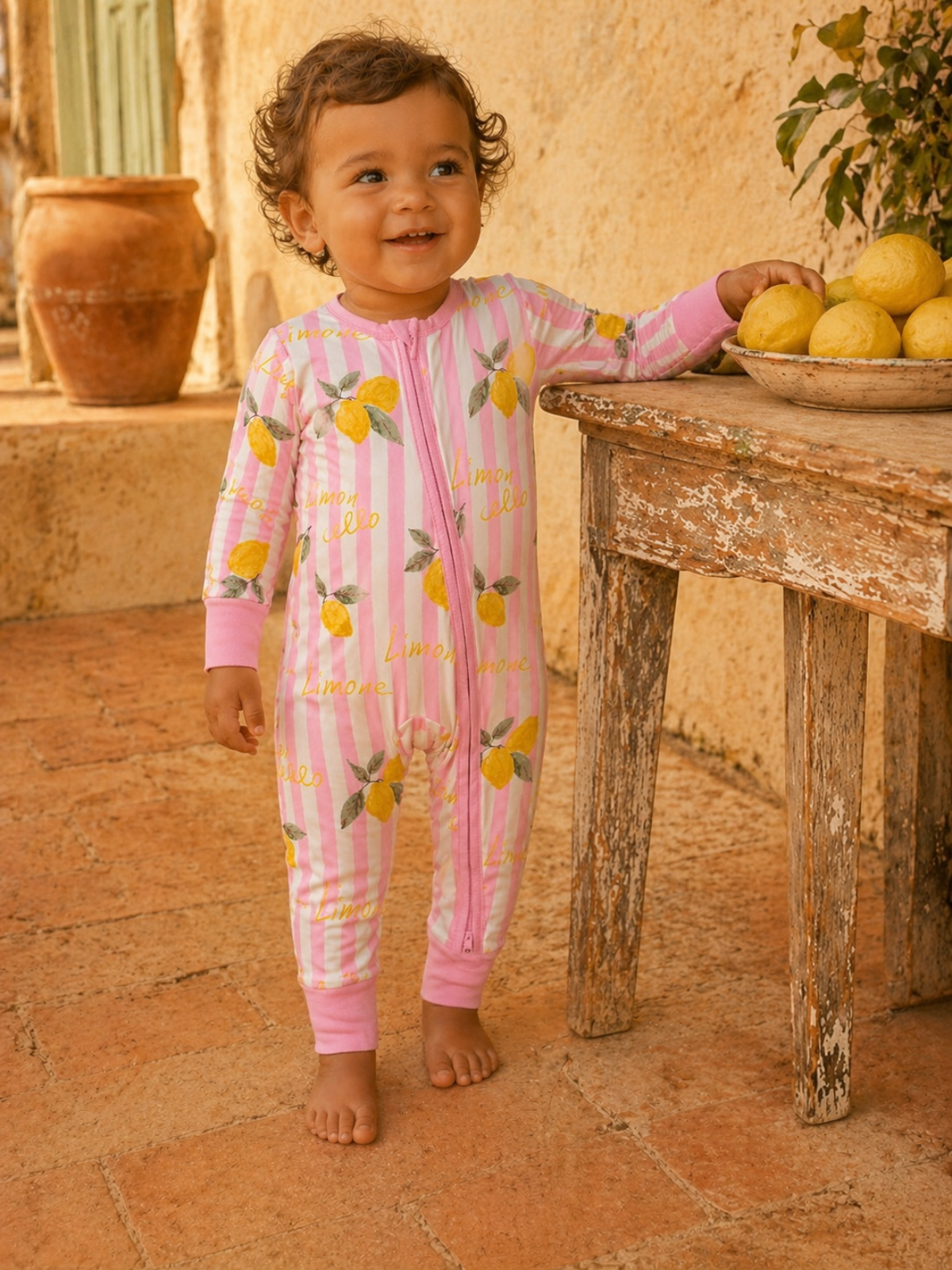 Bamboo Baby Zipper Romper – Italian Lemon Amore | Soft