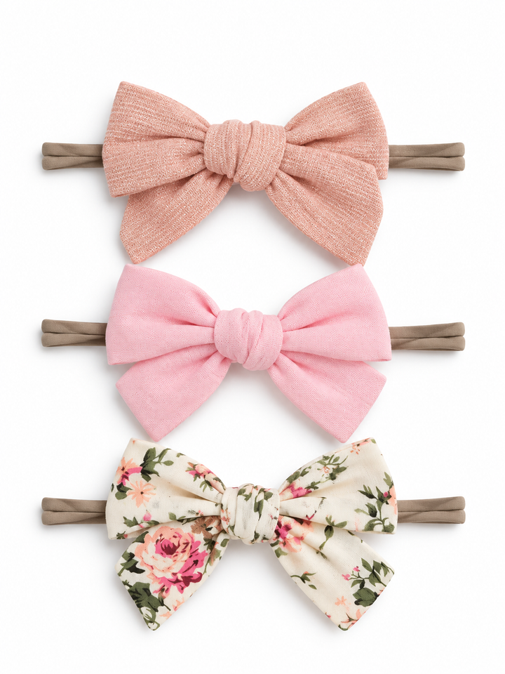 3-Pack Nylon Bows, Rosie