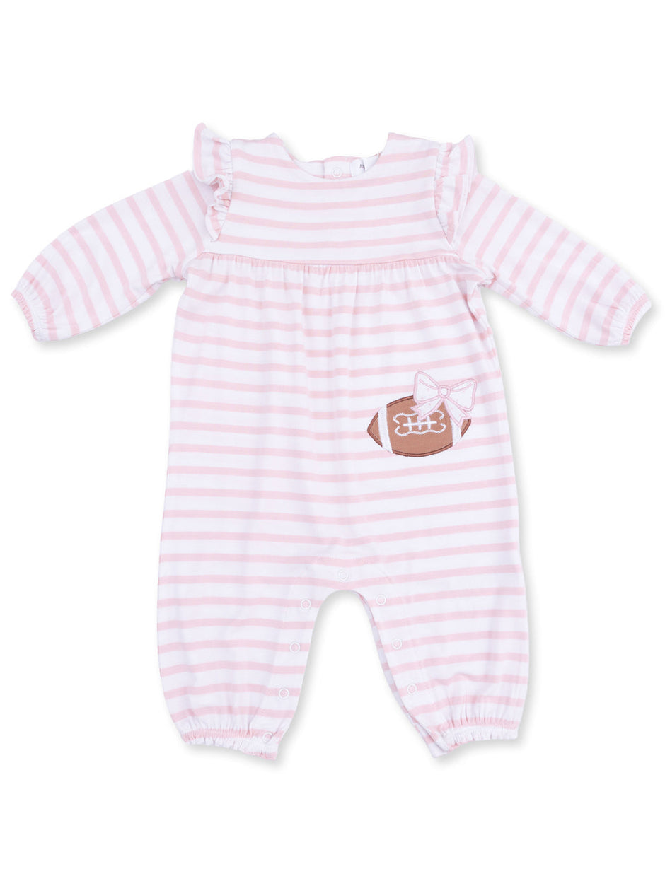 Ruffle Sleeve Romper, Football Stripe