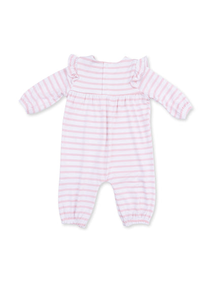 Ruffle Sleeve Romper, Football Stripe