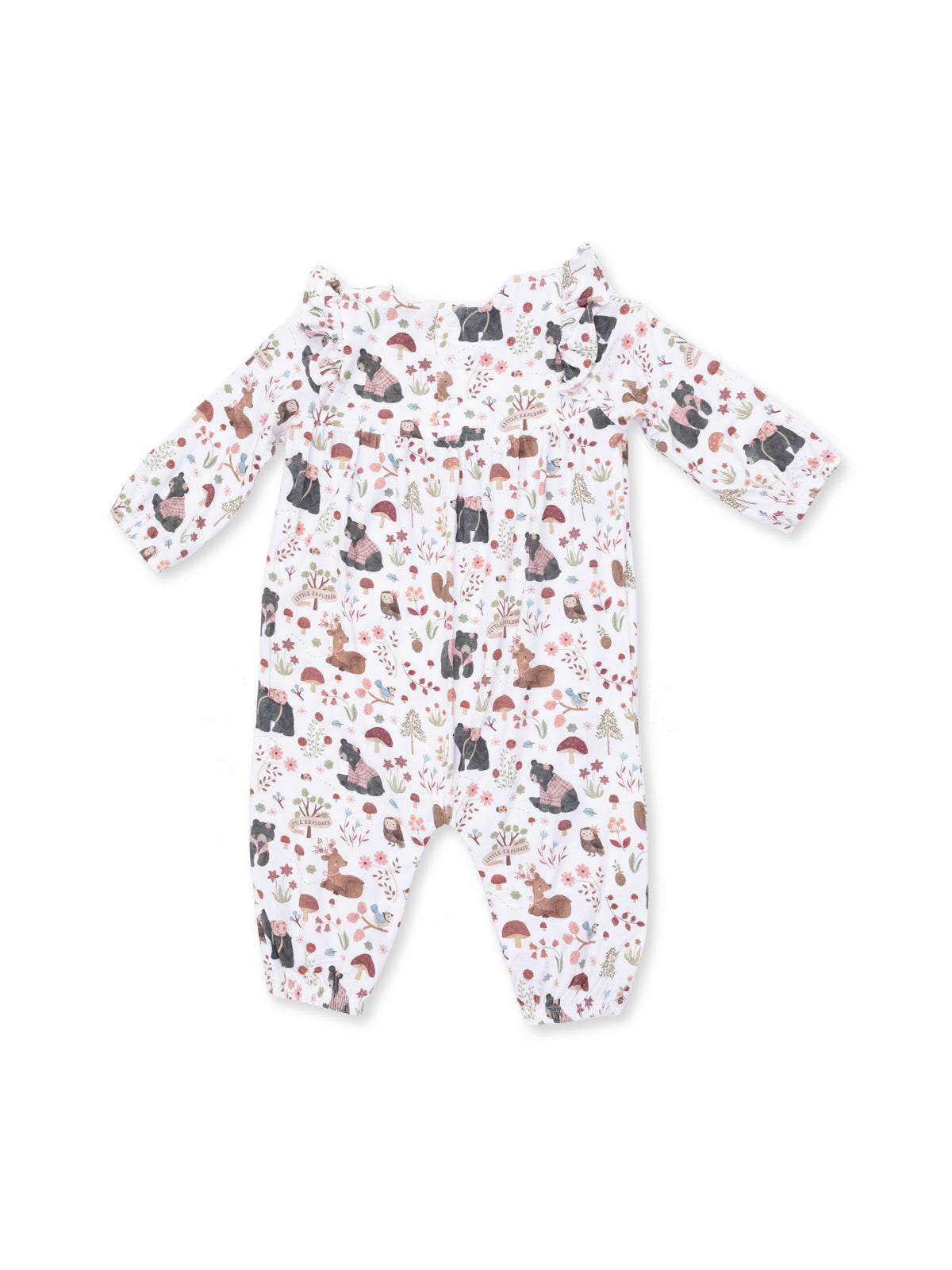 Ruffle Sleeve Romper, Southern Woodland Animals Pink