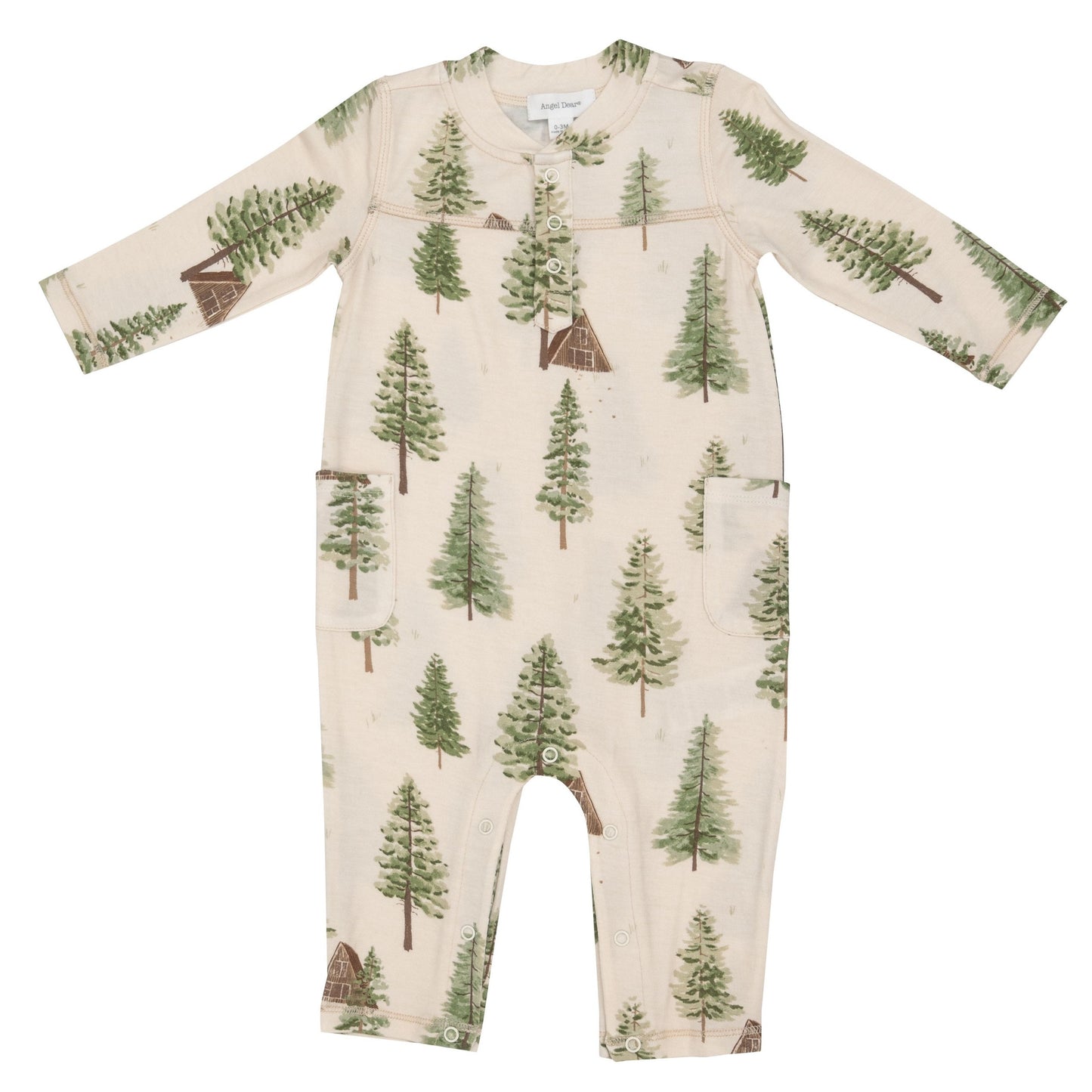 Henley Romper,Cabin and Trees