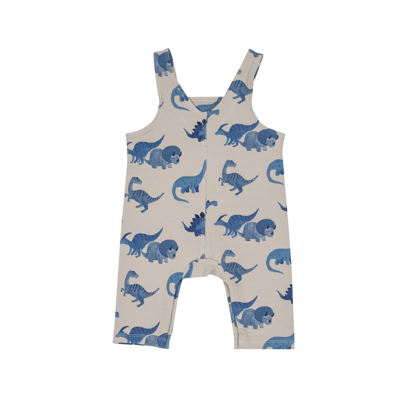 French Terry Overalls, Blue Dinos