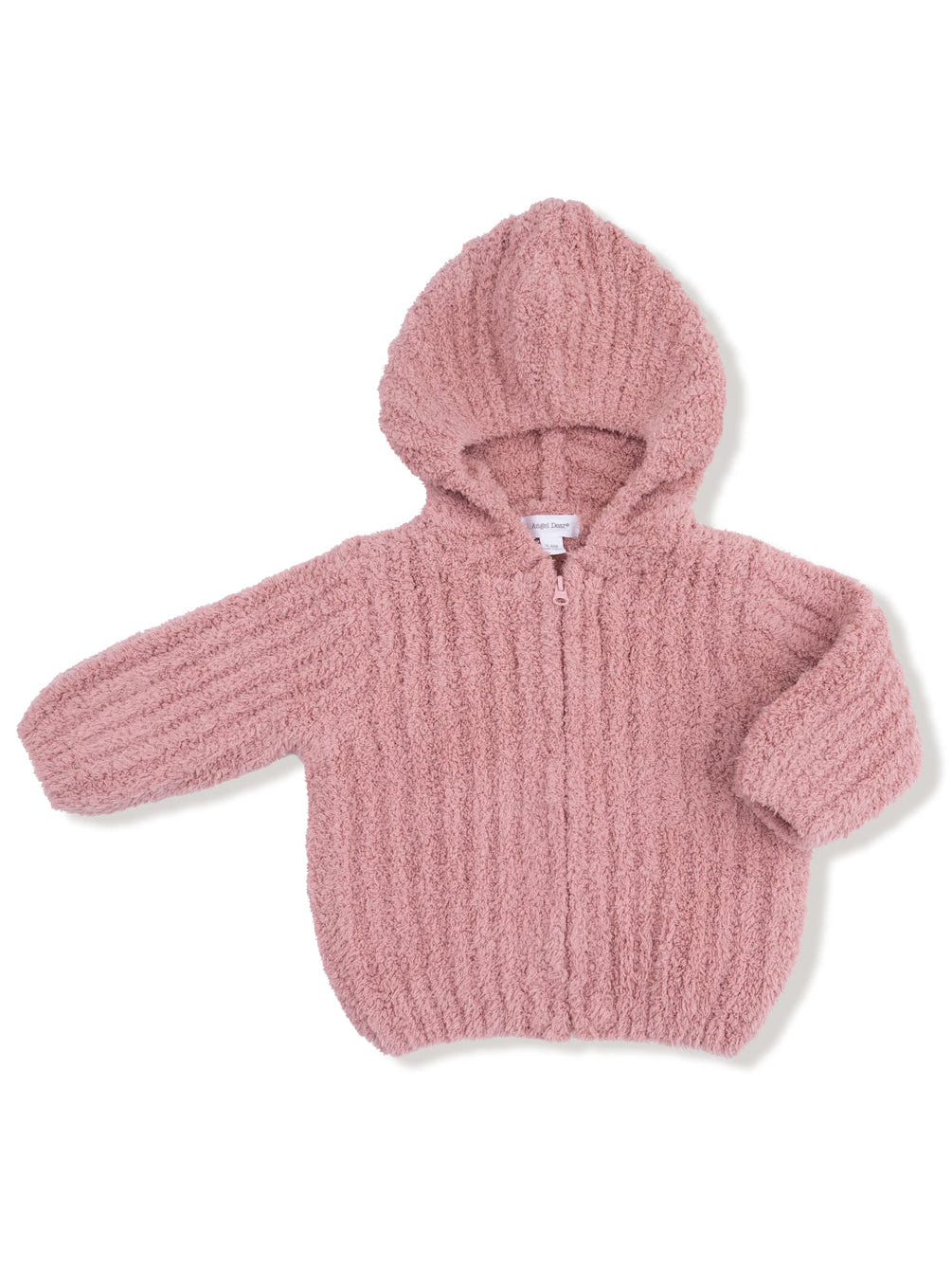 Chenille Hooded Jacket with Striped Texture, Rose