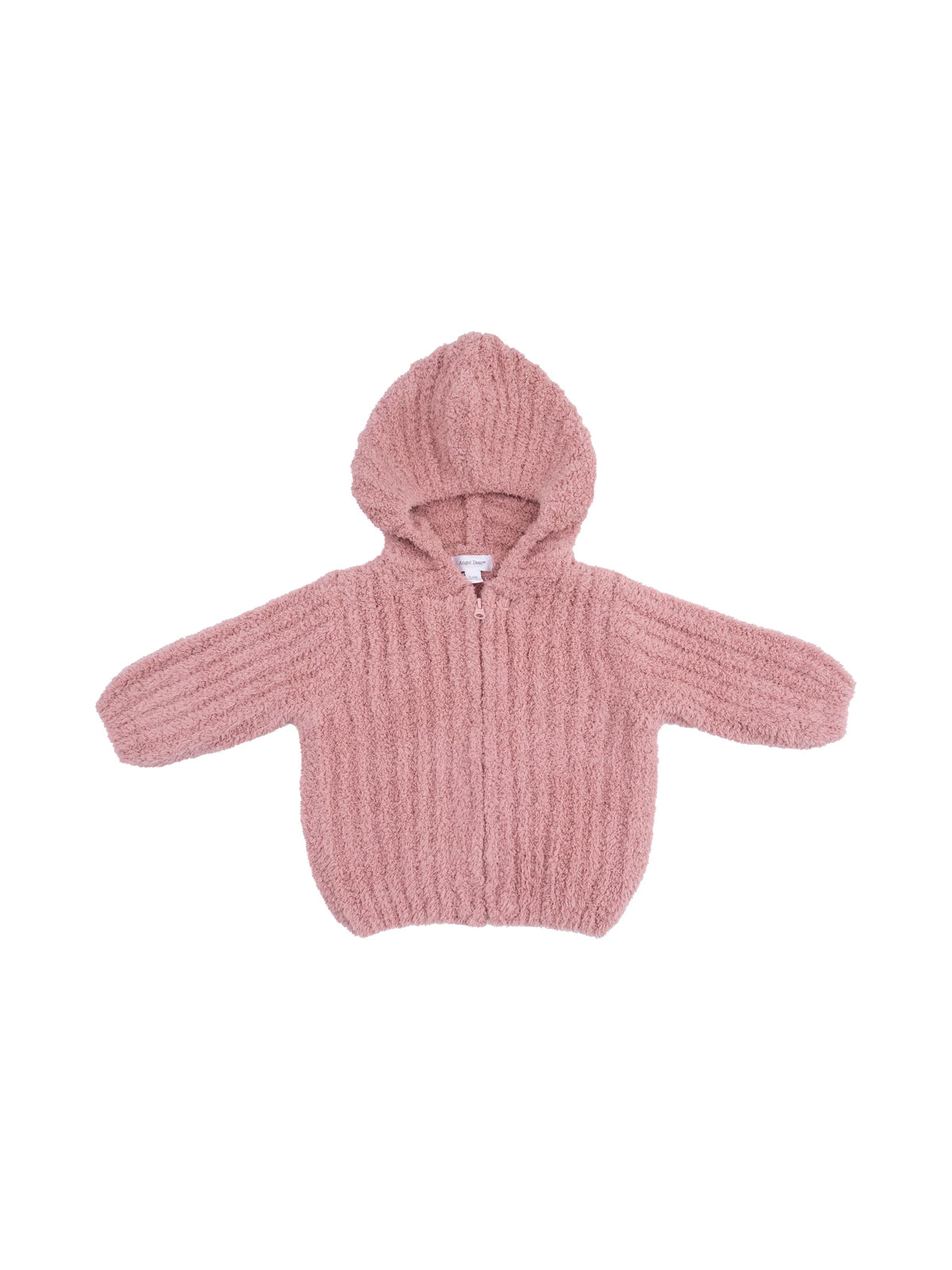 Chenille Hooded Jacket with Striped Texture, Rose