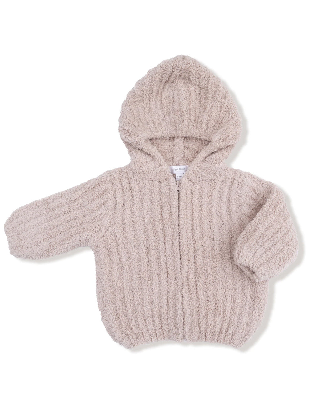 Chenille Hooded Jacket with Striped Texture, Stone
