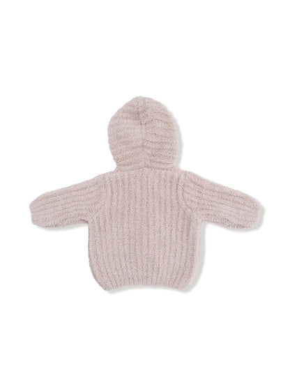 Chenille Hooded Jacket with Striped Texture, Stone