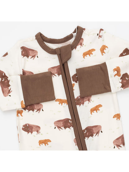 2-Way Zip Romper, American Buffalo