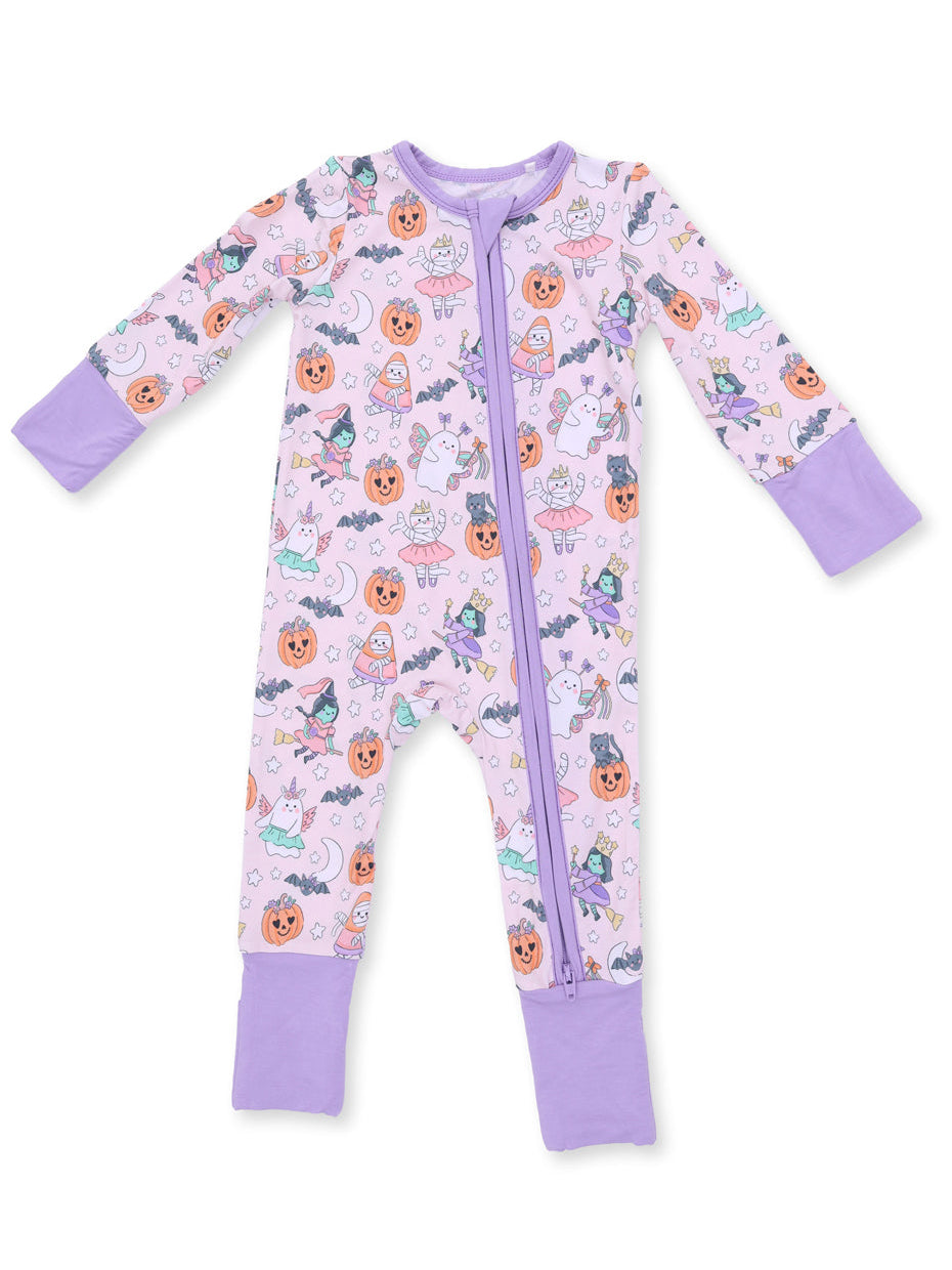 2-Way Zip Romper, Halloween Monster Dress Up Pink
