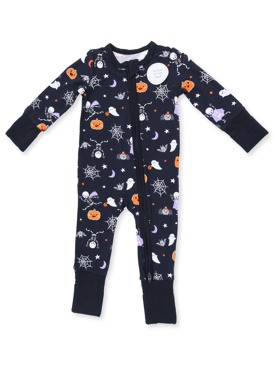 2-Way Zip Romper, Glow-in-the-Dark Halloween Skeleton Buddies