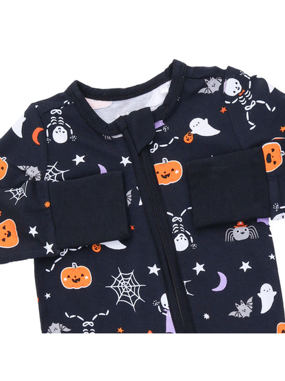 2-Way Zip Romper, Glow-in-the-Dark Halloween Skeleton Buddies