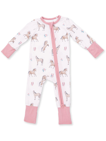 2-Way Zip Romper, I Love Horses