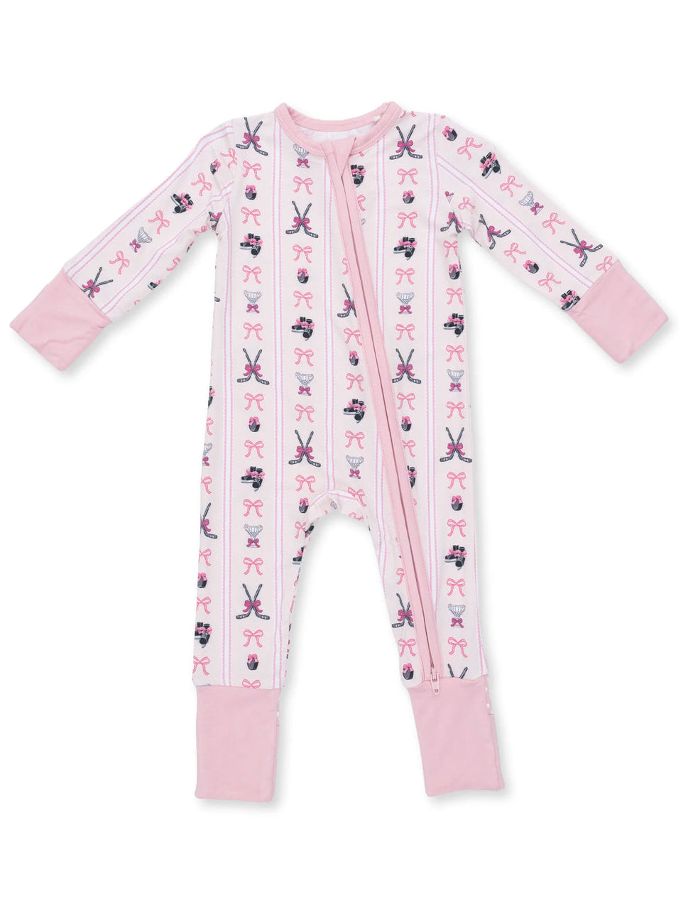 2-Way Zip Romper, Bowtiful Hockey Stripe