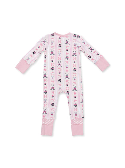 2-Way Zip Romper, Bowtiful Hockey Stripe