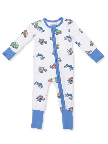 2-Way Zip Romper, Monster Trucks