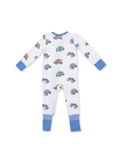 2-Way Zip Romper, Monster Trucks